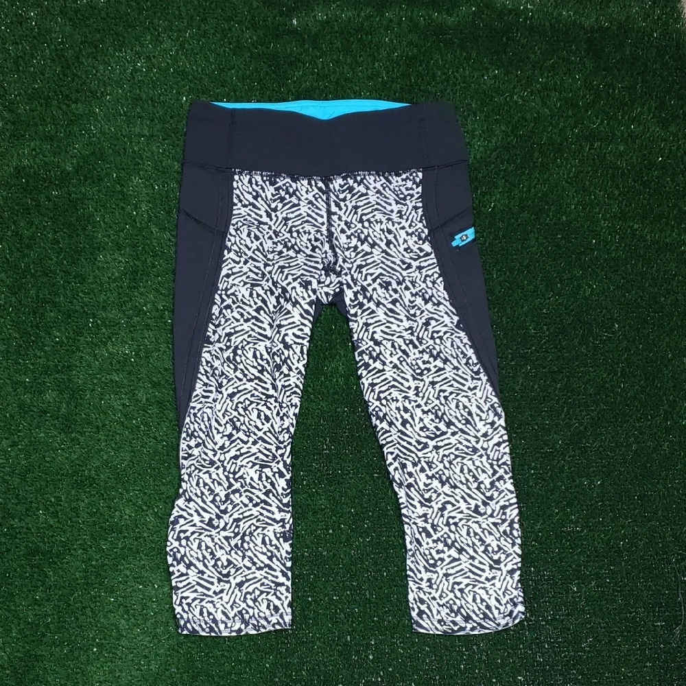 Lululemon Womens Run Top Speed Cropped Leggings Size 4 Fitness Yoga Stretchy